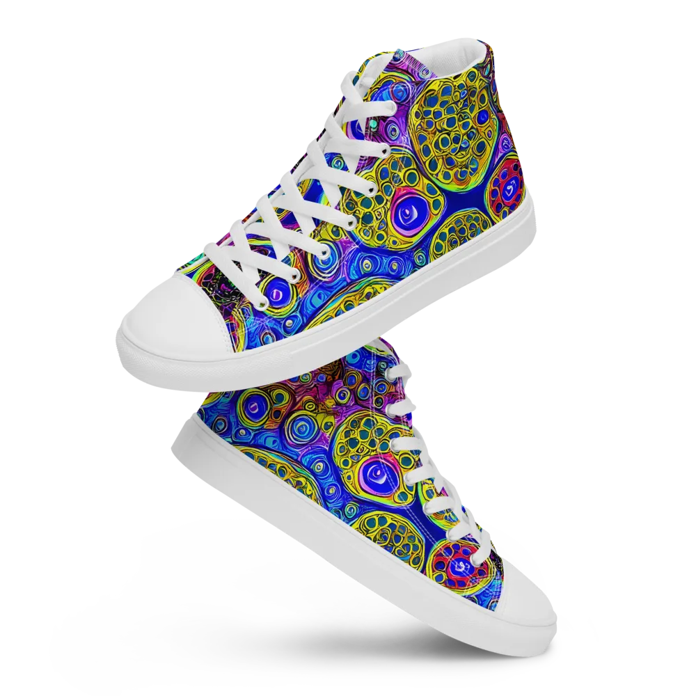 Electric Pomegranate on Men's High Top Canvas Shoes — Front