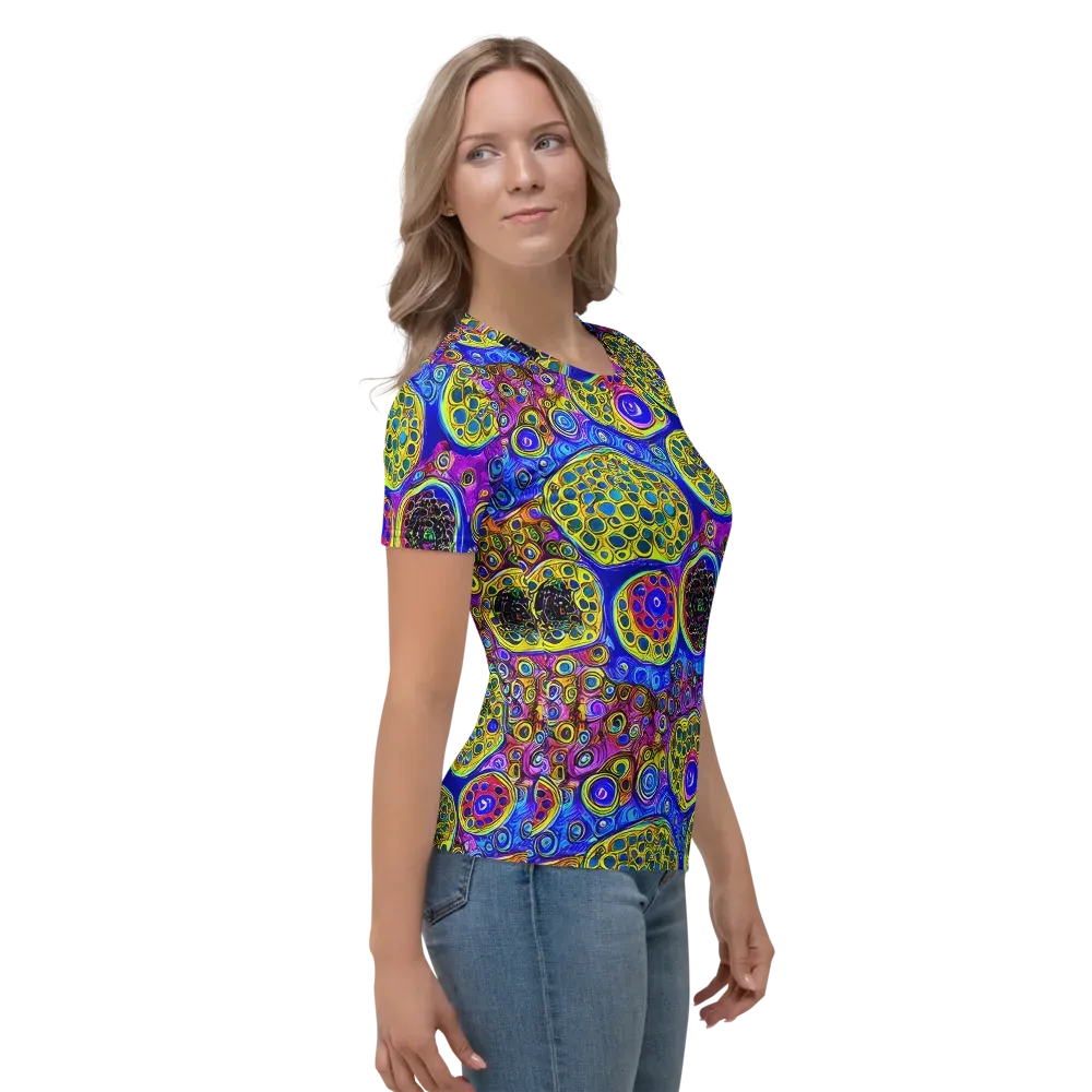 Electric Pomegranate on Women's Crew Neck T-Shirt — Right