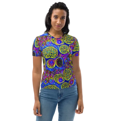 Electric Pomegranate on a Women's Crew Neck T-Shirt
