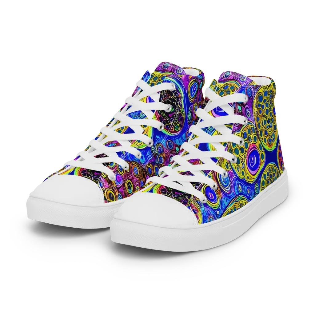 Electric Pomegranate on Women's High Top Canvas Shoes — Left Front