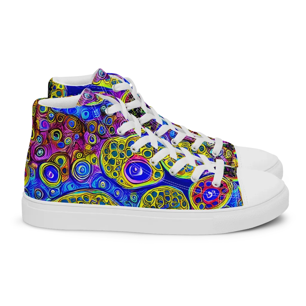 Electric Pomegranate on Women's High Top Canvas Shoes — Right