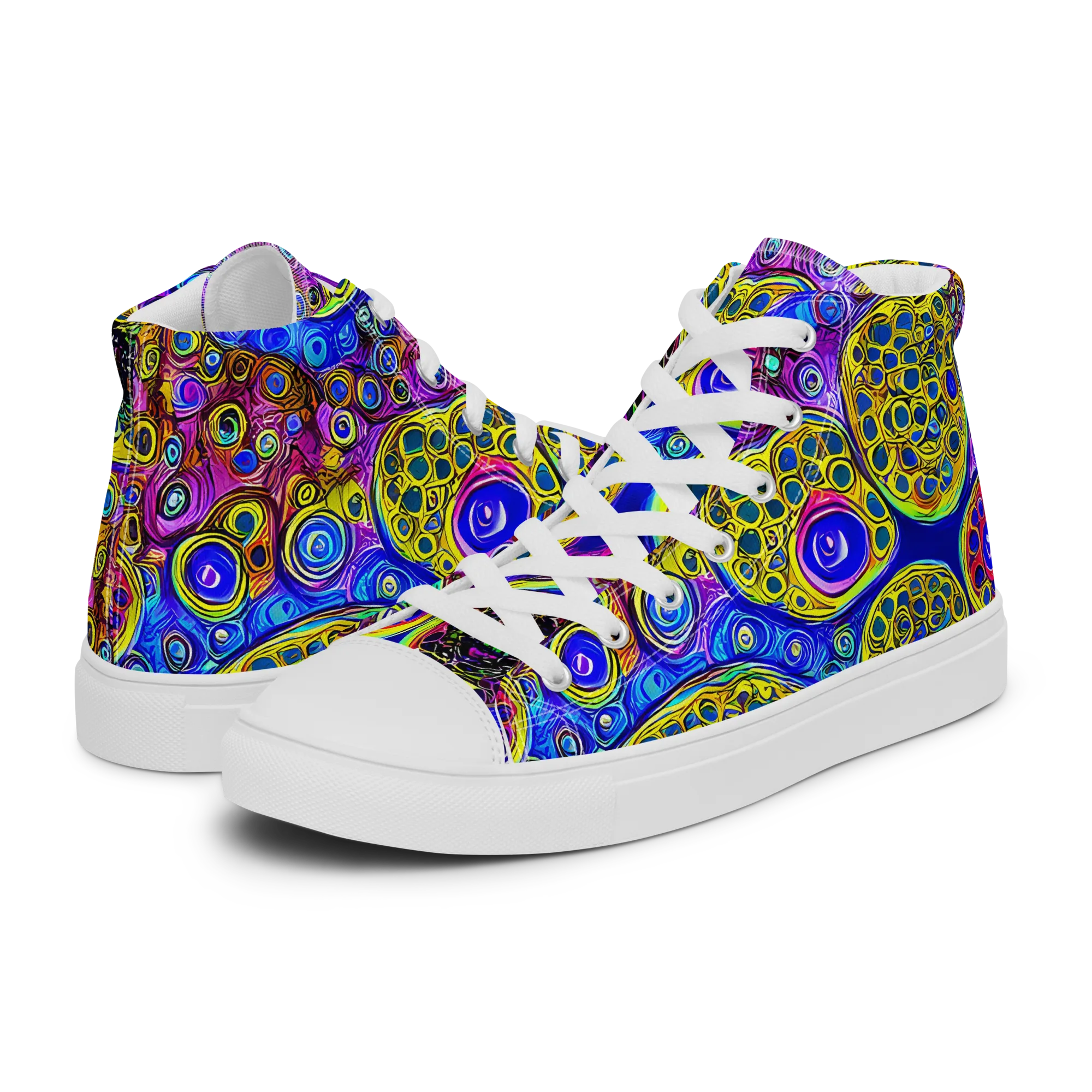 Electric Pomegranate on Women's High Top Canvas Shoes — Left