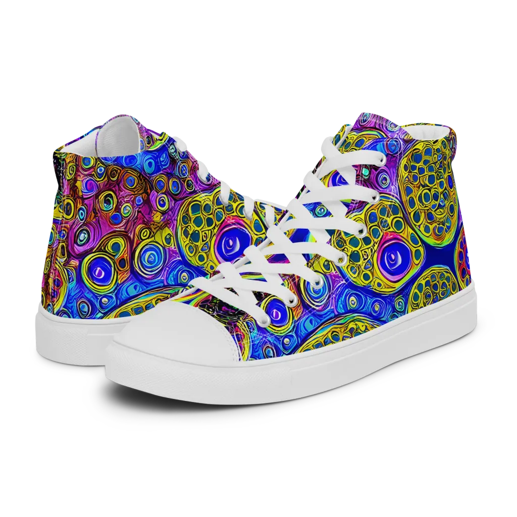 Electric Pomegranate on Women's High Top Canvas Shoes — Left