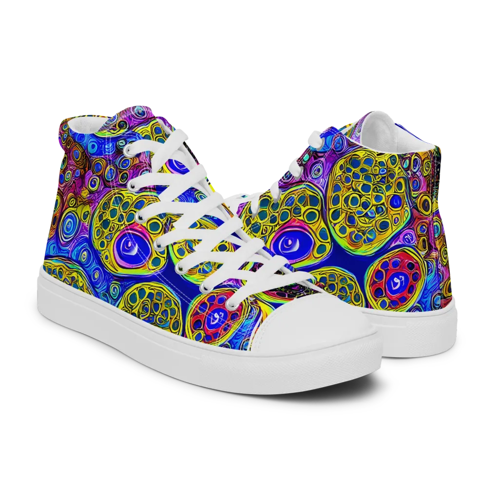 Electric Pomegranate on Women's High Top Canvas Shoes — Right