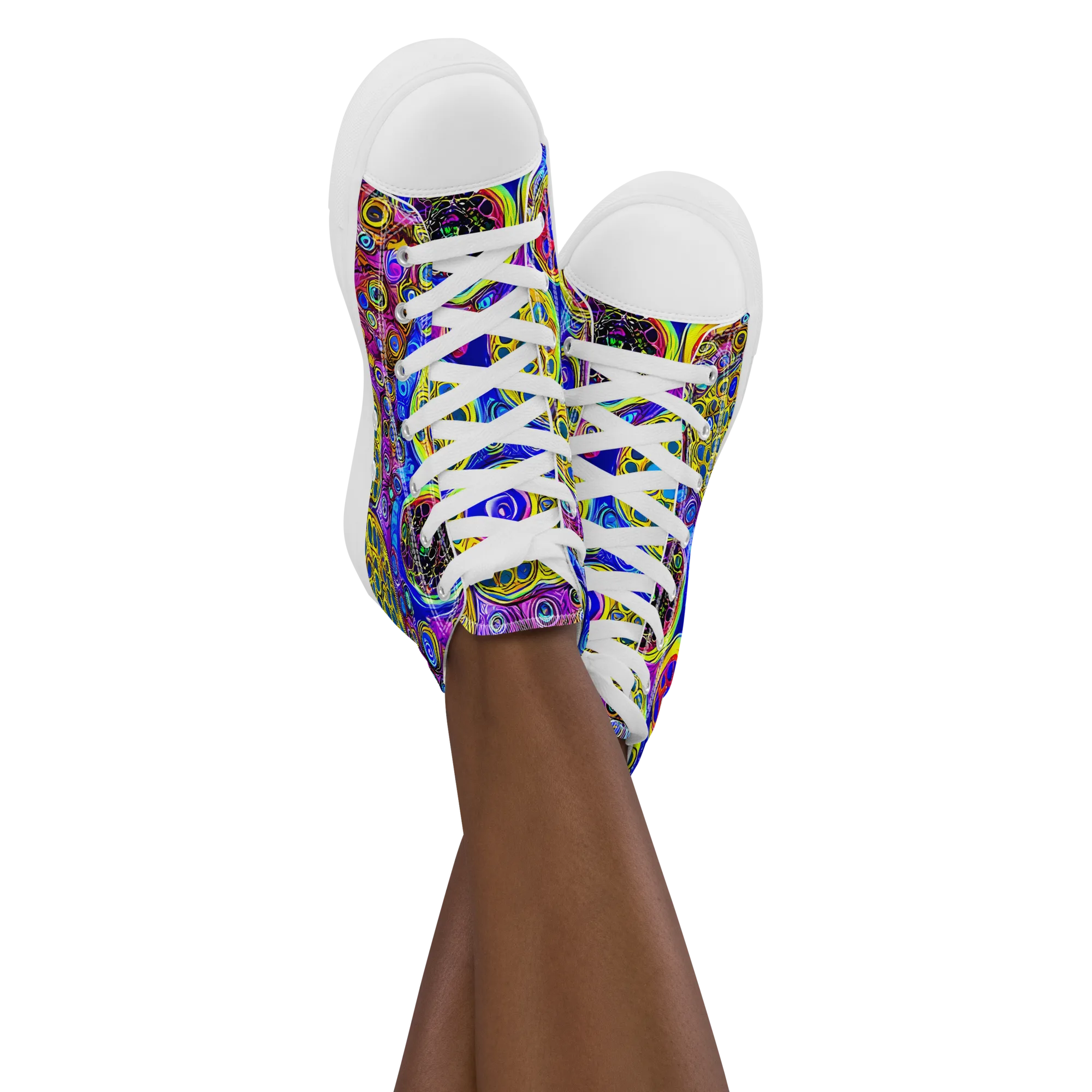 Electric Pomegranate on Women's High Top Canvas Shoes — Front