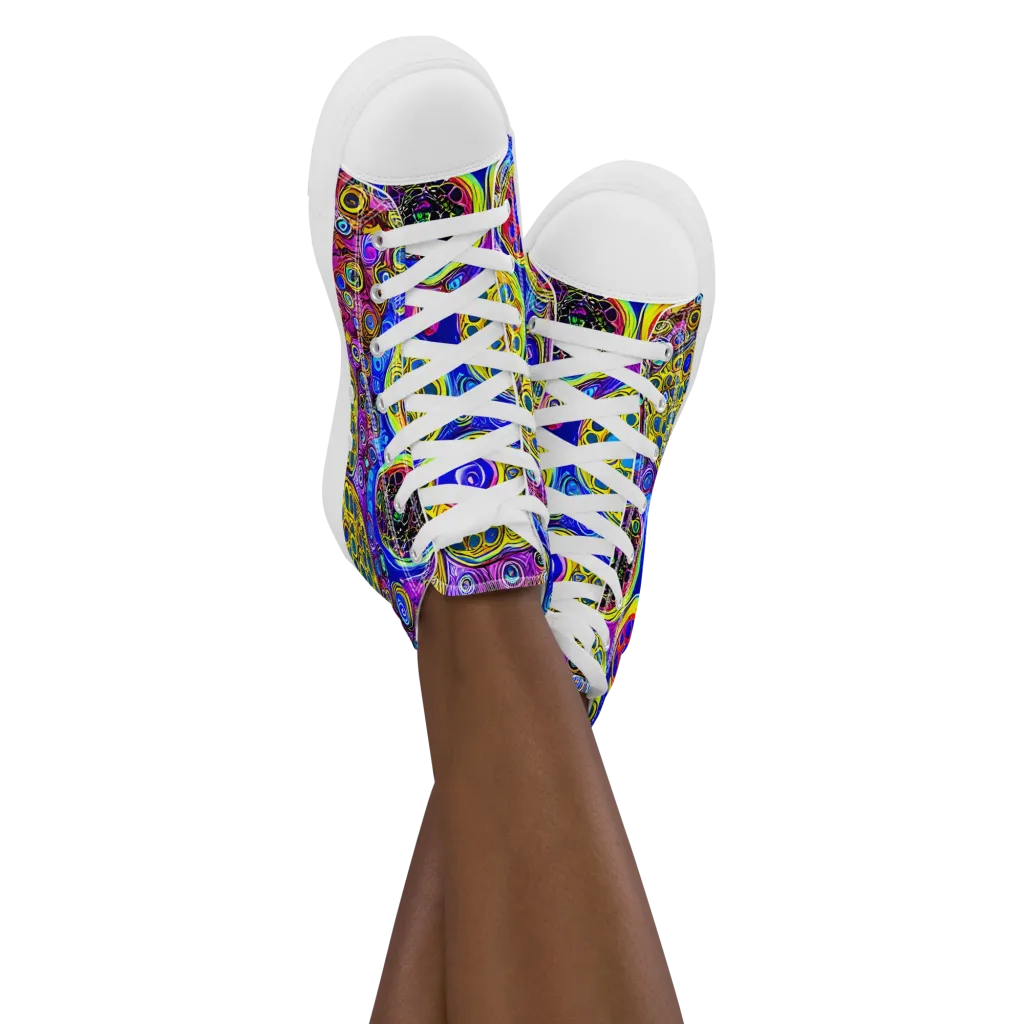 Electric Pomegranate on Women's High Top Canvas Shoes — Front