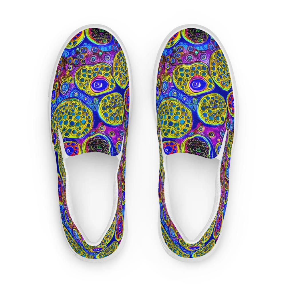 Electric Pomegranate on Men's Slip-On Canvas Shoes — Front