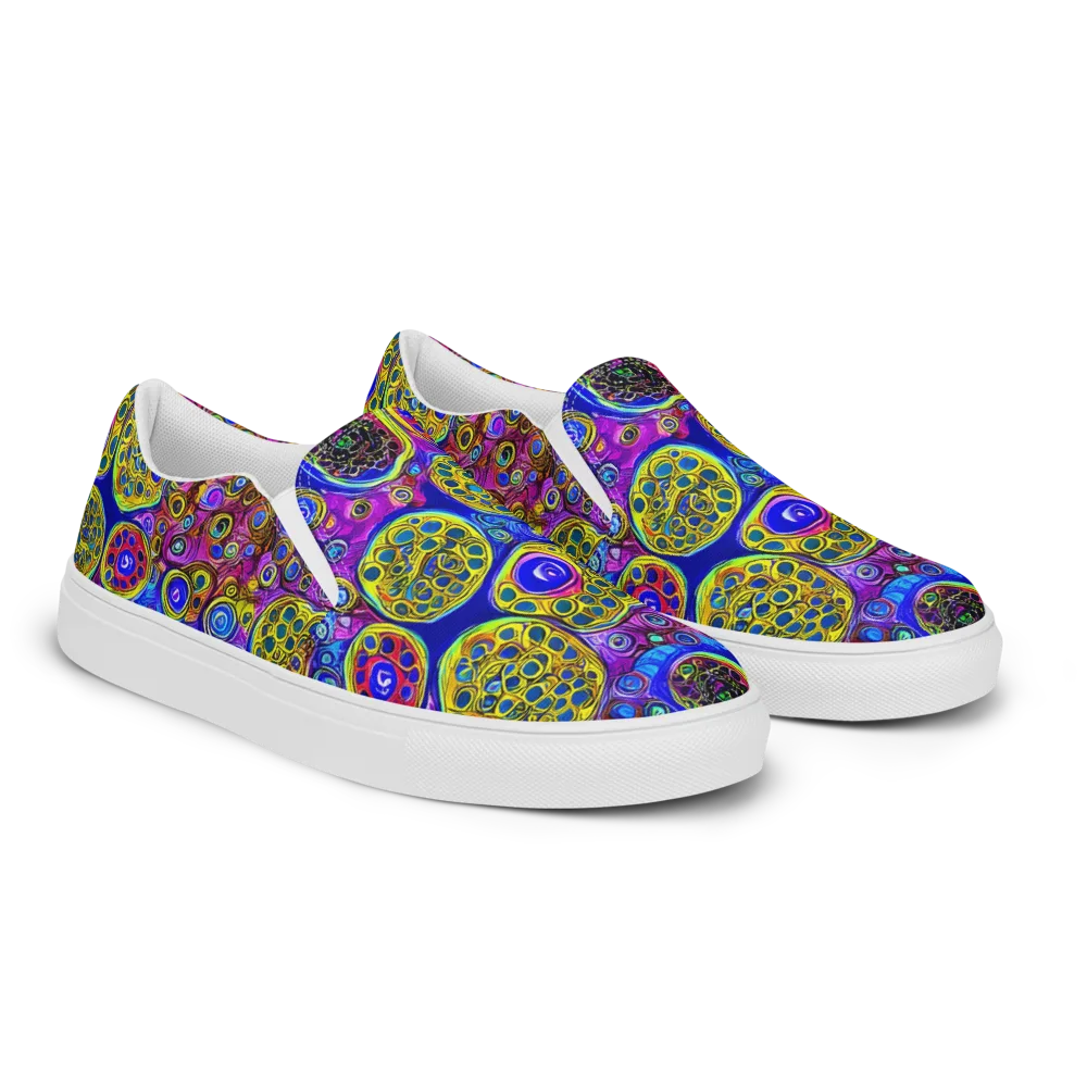Electric Pomegranate on Men's Slip-On Canvas Shoes — Right Front