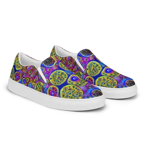 Electric Pomegranate on a Men's Slip-On Canvas Shoes