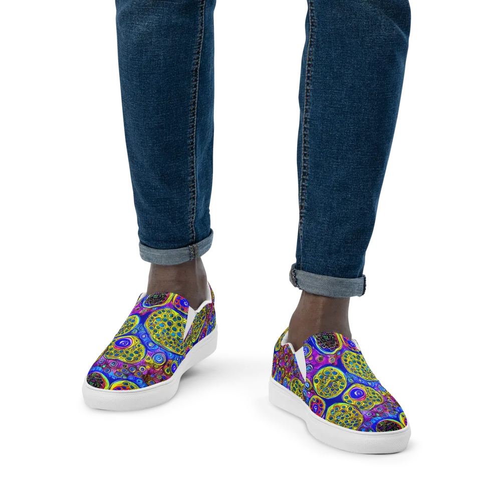 Electric Pomegranate on Men's Slip-On Canvas Shoes — Front