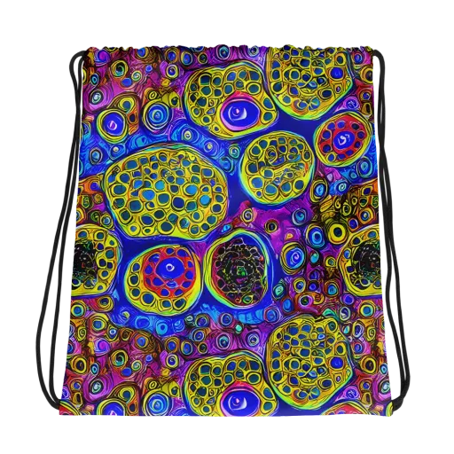 Electric Pomegranate on a Drawstring Bag