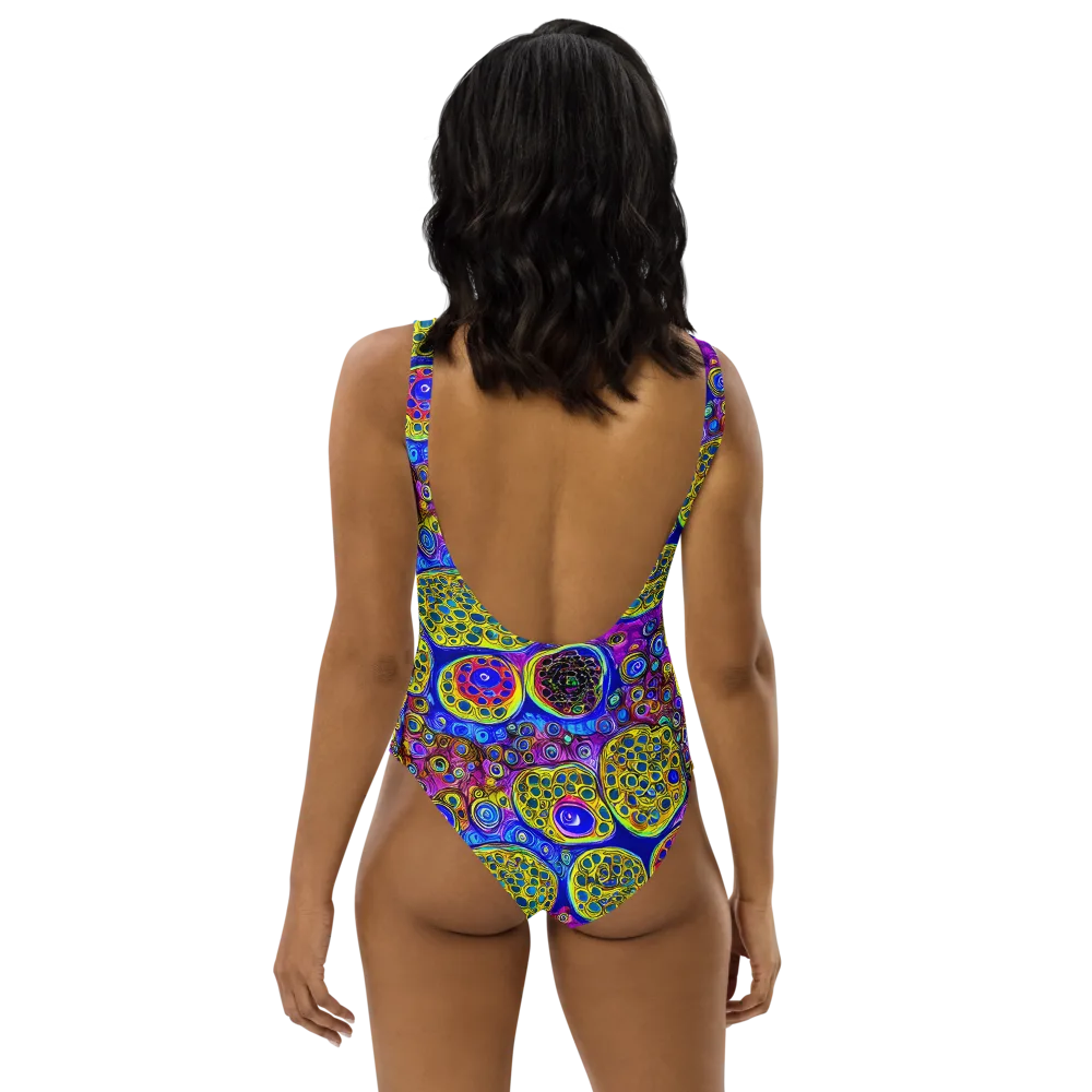 Electric Pomegranate on One-Piece Swimsuit — Back