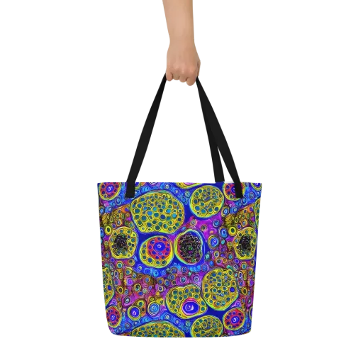 Electric Pomegranate on a Large Tote Bag W/ Pocket