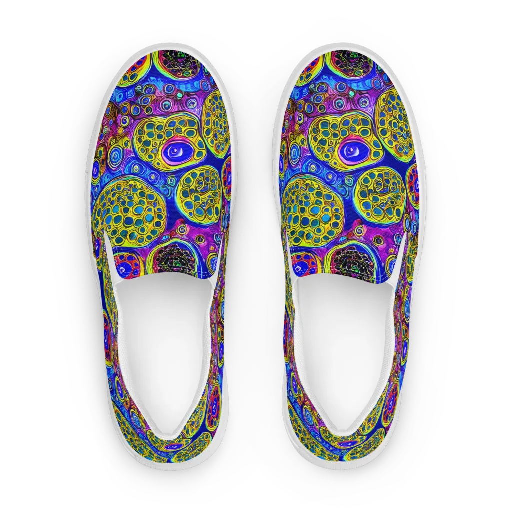 Electric Pomegranate on Women's Slip-On Canvas Shoes — Front