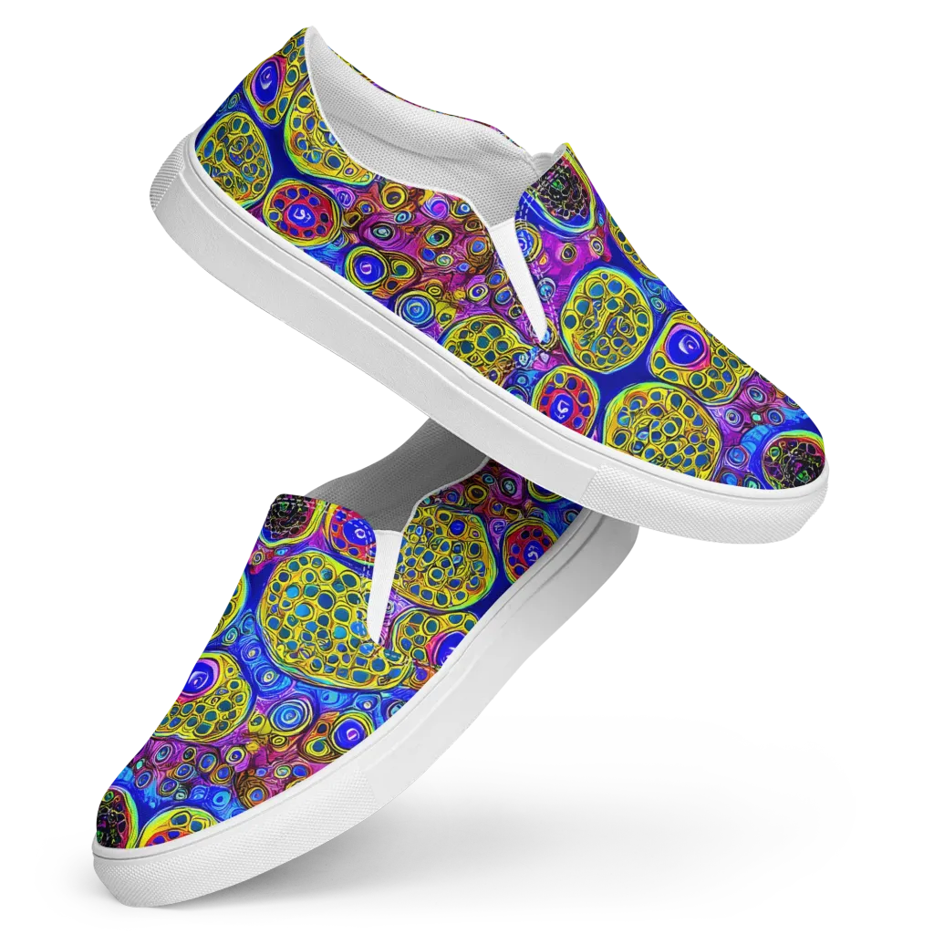 Electric Pomegranate on Women's Slip-On Canvas Shoes — Front