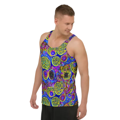 Electric Pomegranate on a Men's Tank Top