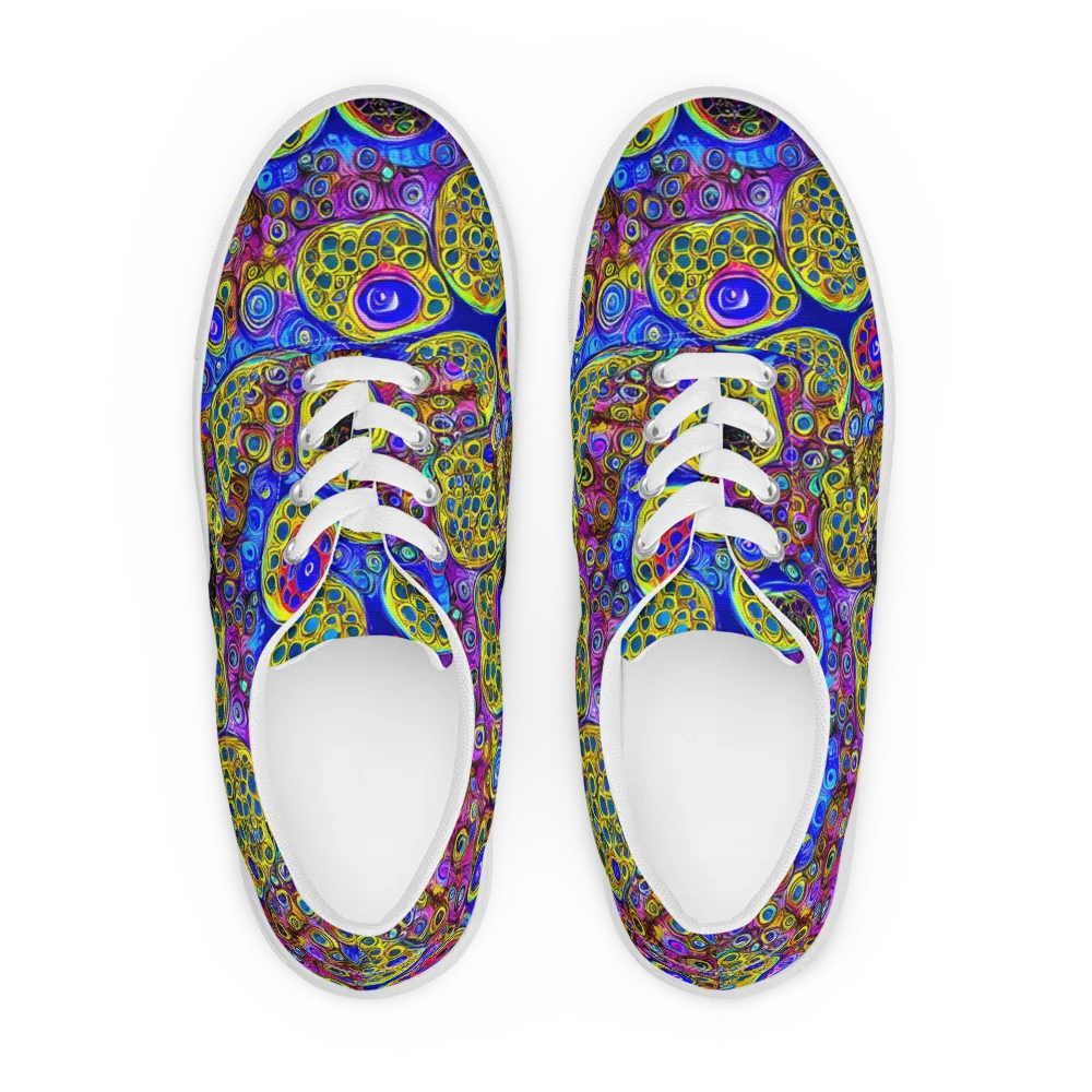 Electric Pomegranate on Men's Lace-Up Canvas Shoes — Front