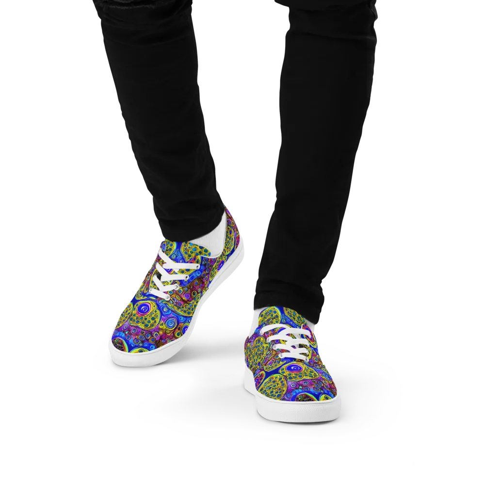 Electric Pomegranate on Men's Lace-Up Canvas Shoes — Front