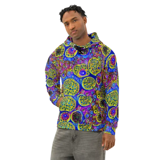 Electric Pomegranate on a Cotton Hoodie