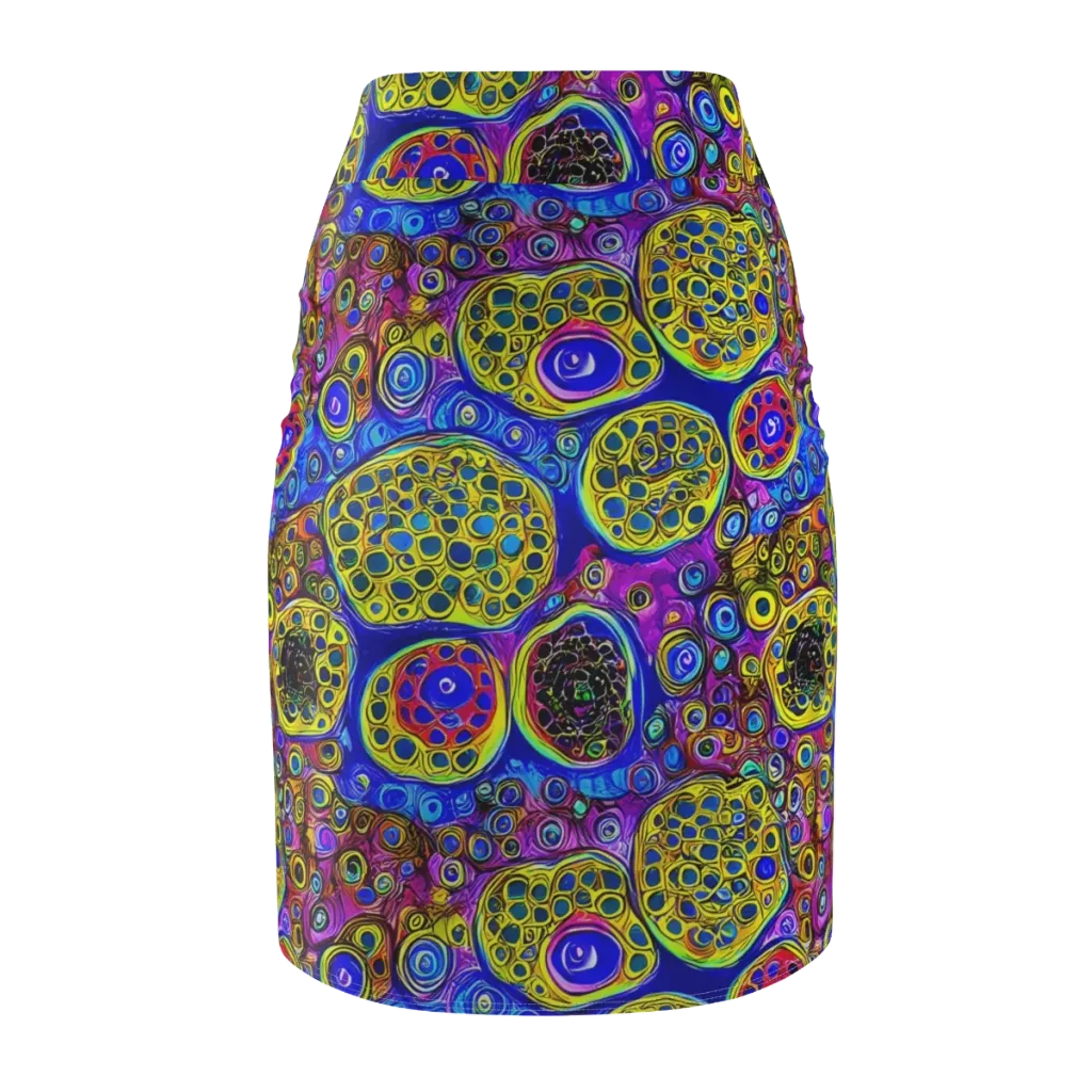 Electric Pomegranate on Pencil Skirt — Back