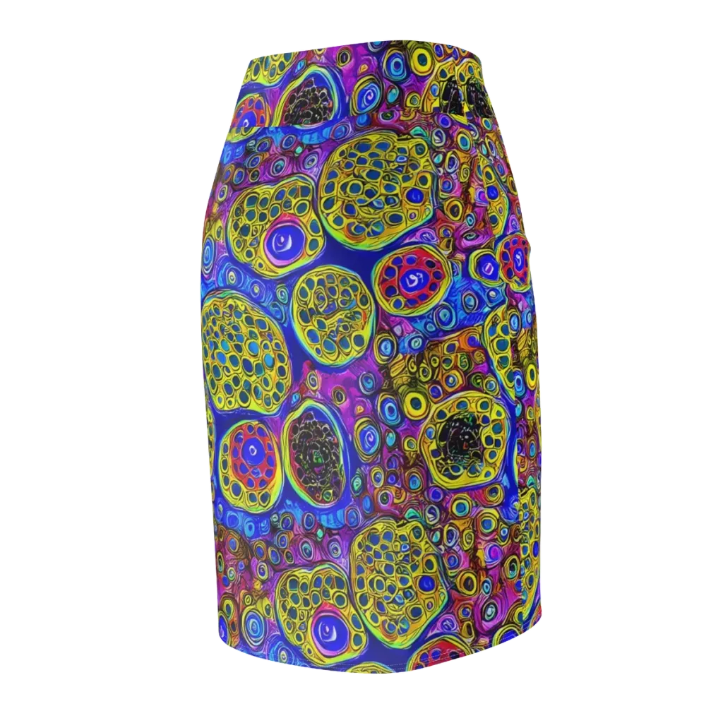 Electric Pomegranate on Pencil Skirt — Back Side