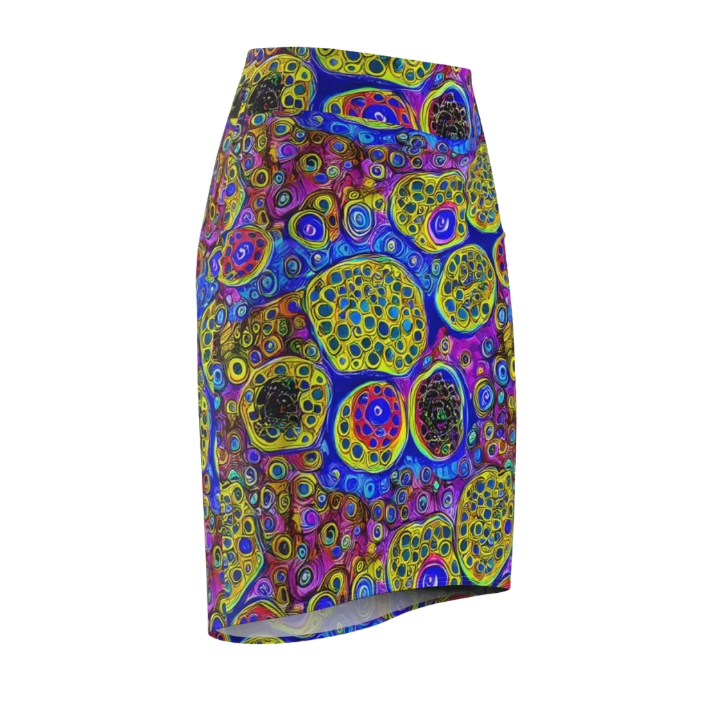 Electric Pomegranate on Pencil Skirt — Front Side