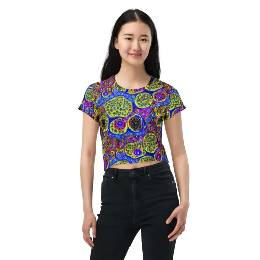 Electric Pomegranate on a Crop Tee