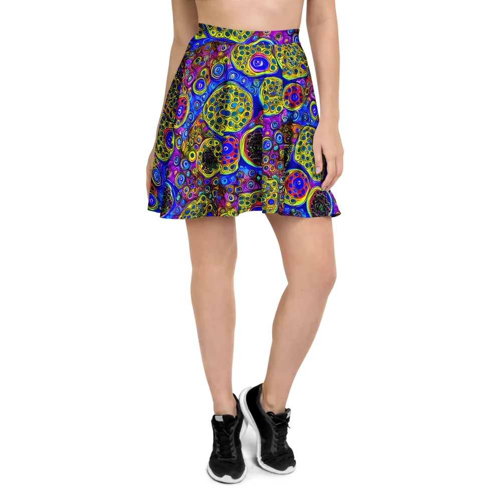 Electric Pomegranate on Skater Skirt — Front