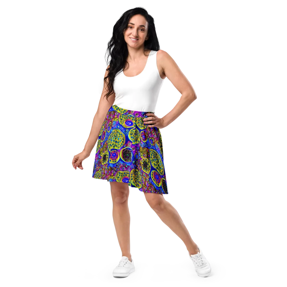 Electric Pomegranate on Skater Skirt — Front