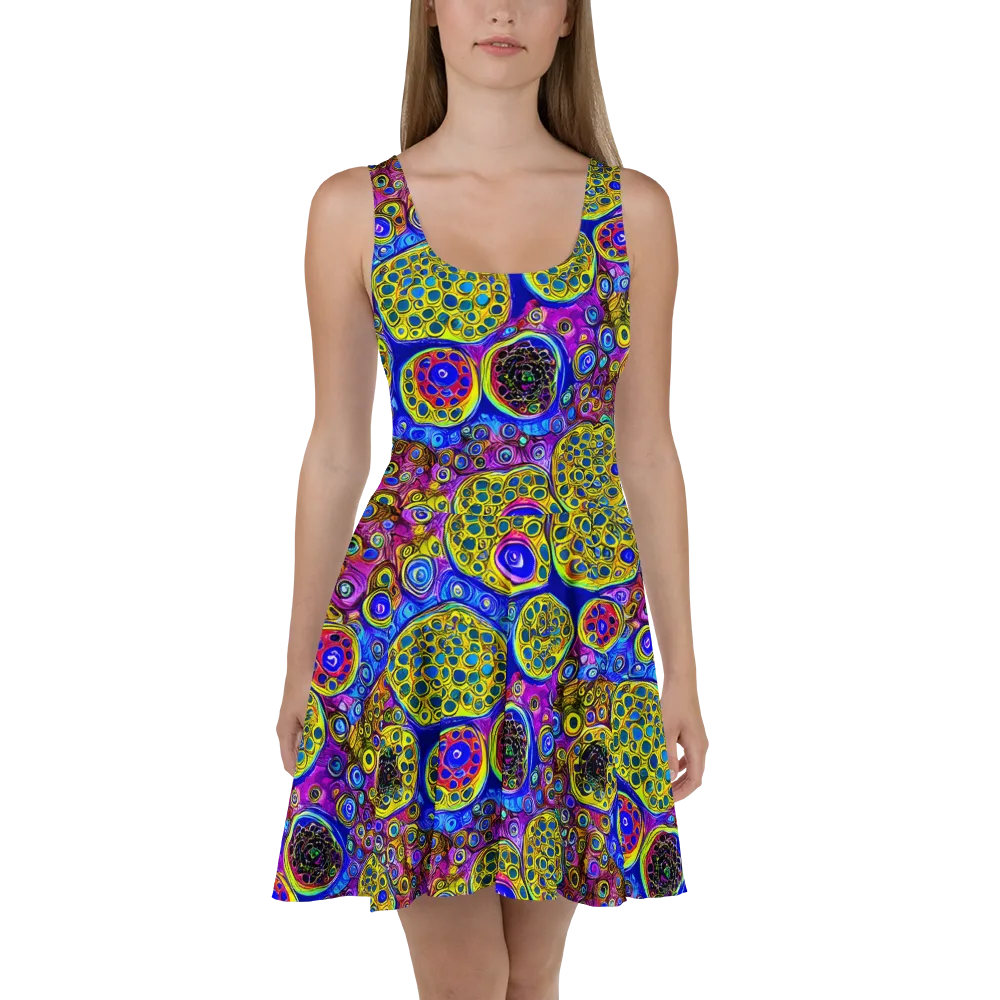 Electric Pomegranate on Skater Dress — Front