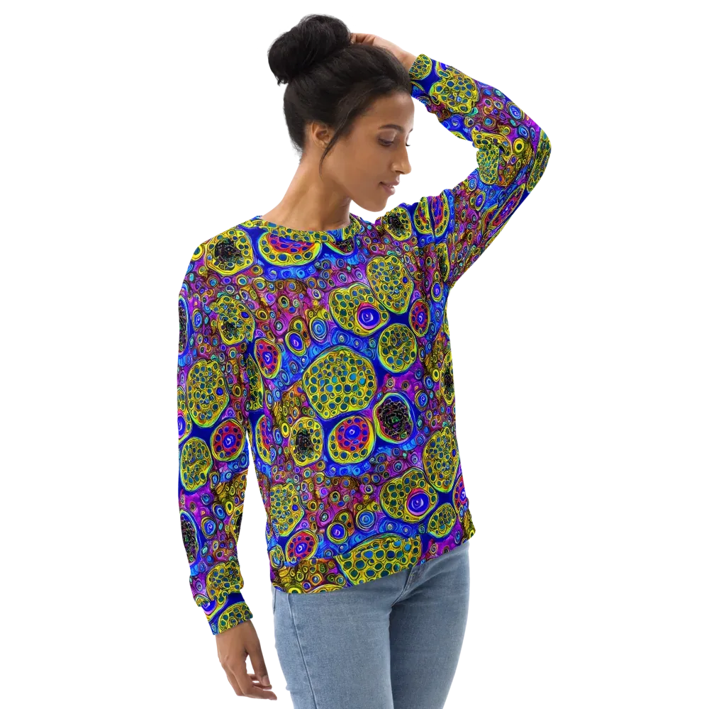 Electric Pomegranate on Sweatshirt — Right Front
