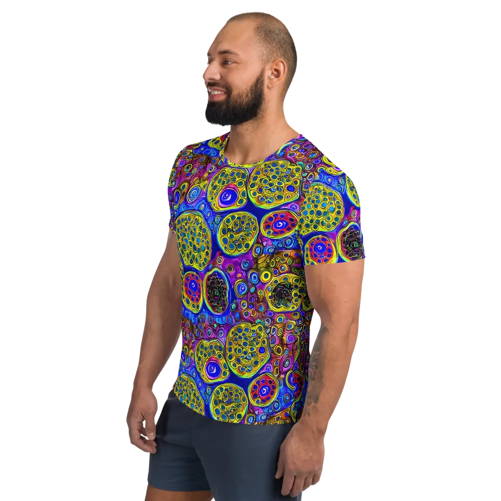 Electric Pomegranate on Men's Athletic T-Shirt — Left
