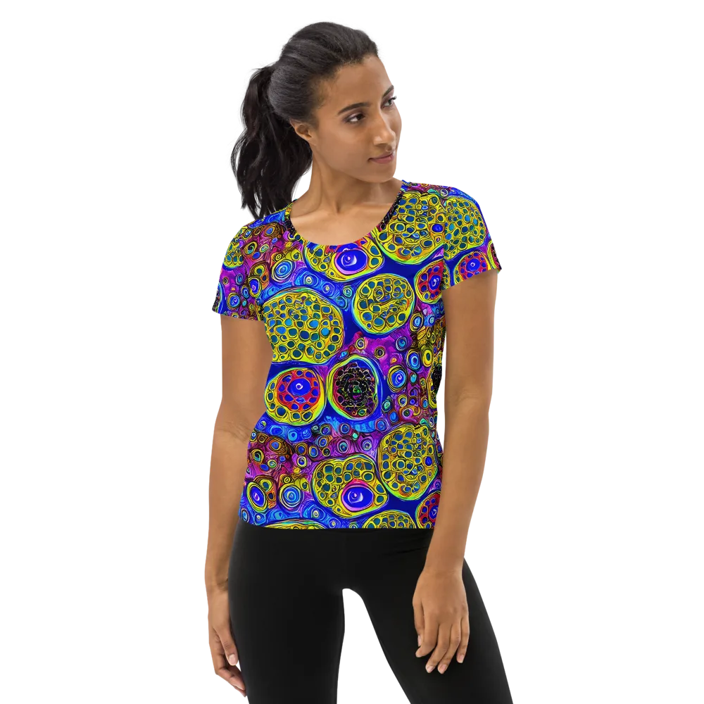 Electric Pomegranate on Women's Athletic T-Shirt — Front