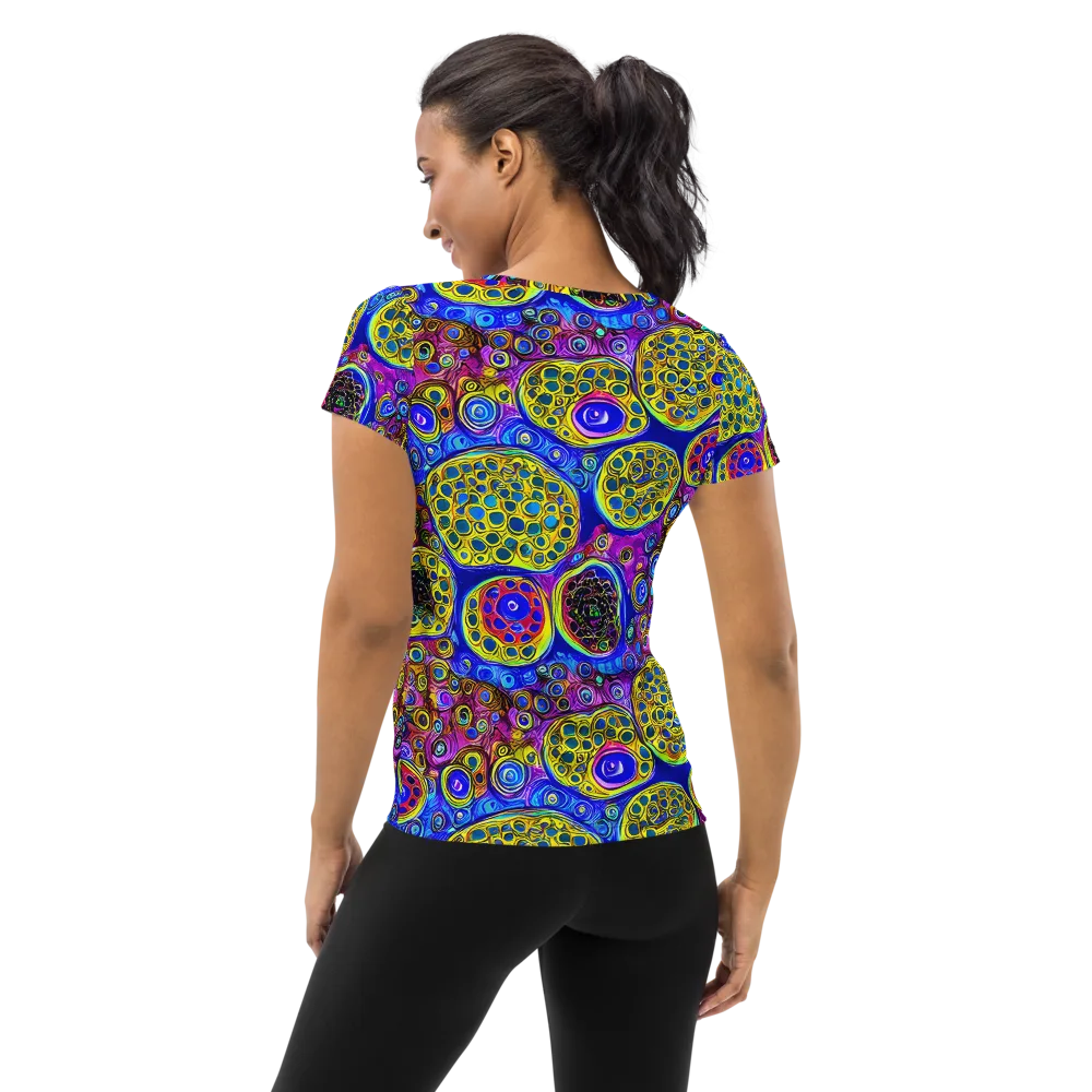 Electric Pomegranate on Women's Athletic T-Shirt — Back