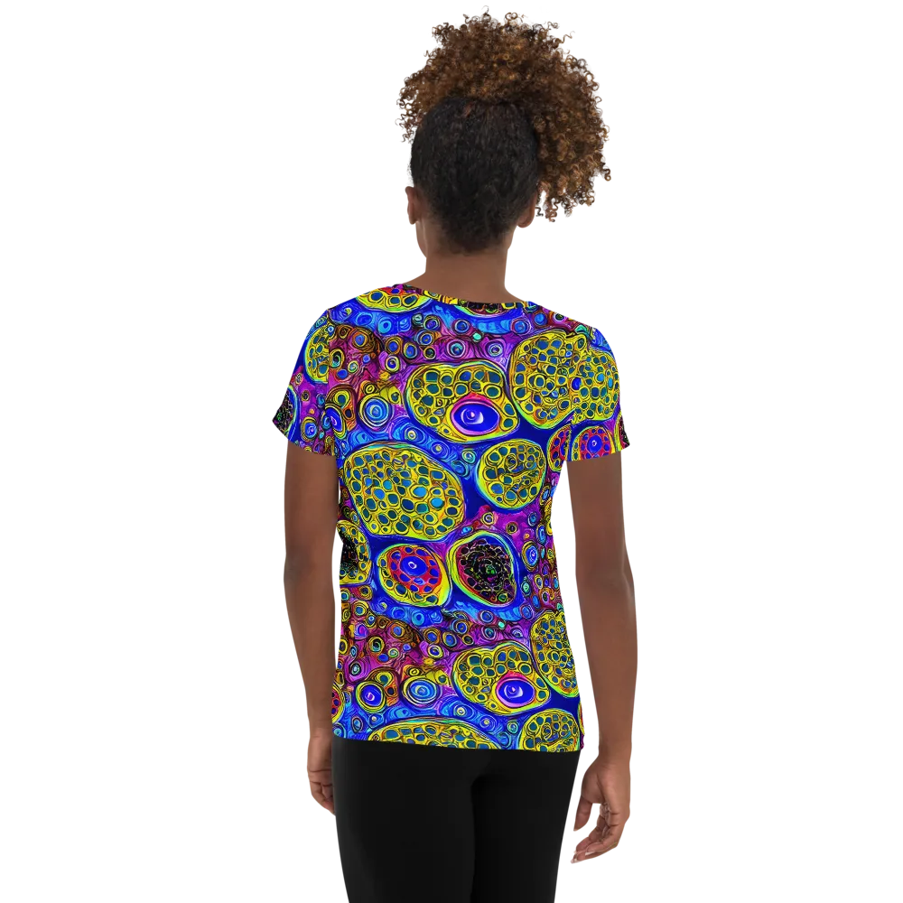 Electric Pomegranate on Women's Athletic T-Shirt — Back