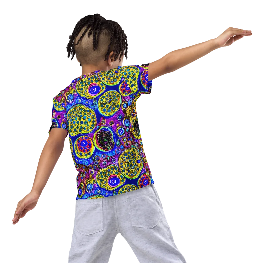 Electric Pomegranate on Kids Crew Neck T-Shirt — Back