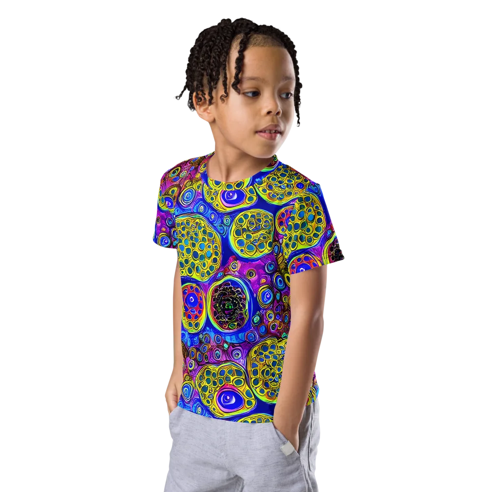 Electric Pomegranate on Kids Crew Neck T-Shirt — Left Front