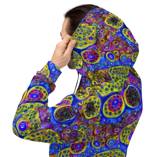 Electric Pomegranate on a Hoodie