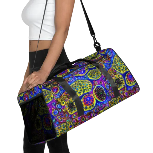 Electric Pomegranate on a Duffle Bag