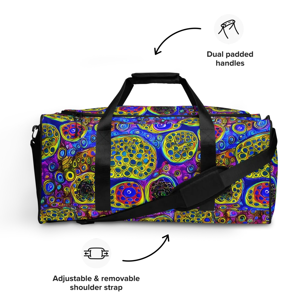 Electric Pomegranate on Duffle Bag — Front