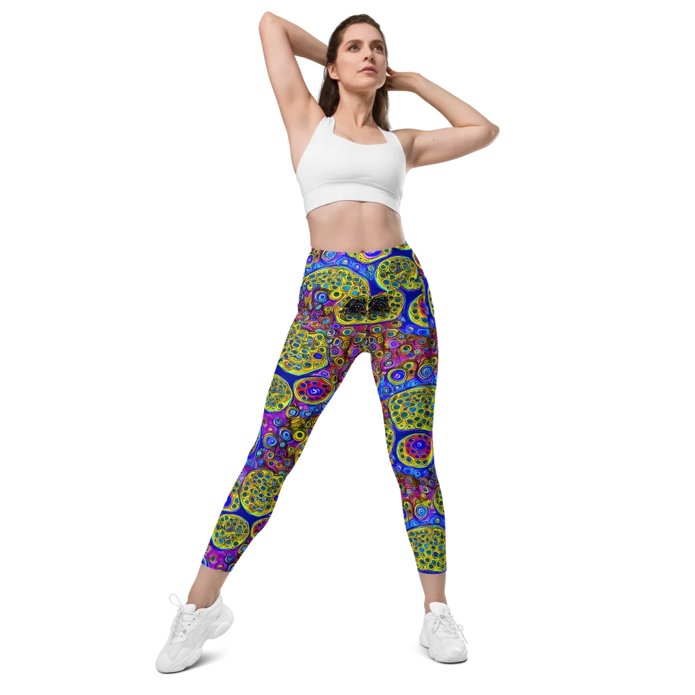 Electric Pomegranate on Leggings with Pockets — Front