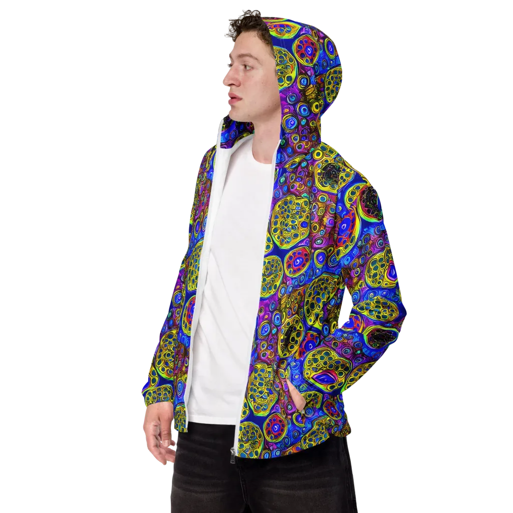 Electric Pomegranate on Men's Windbreaker — Left Front