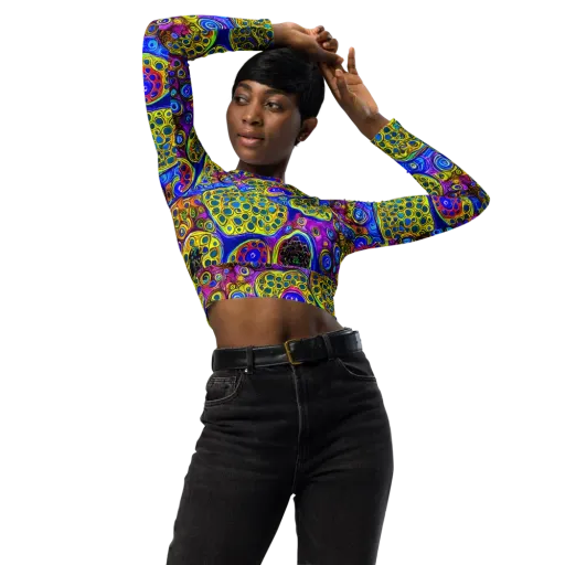 Electric Pomegranate on a Long Sleeve Crop Top