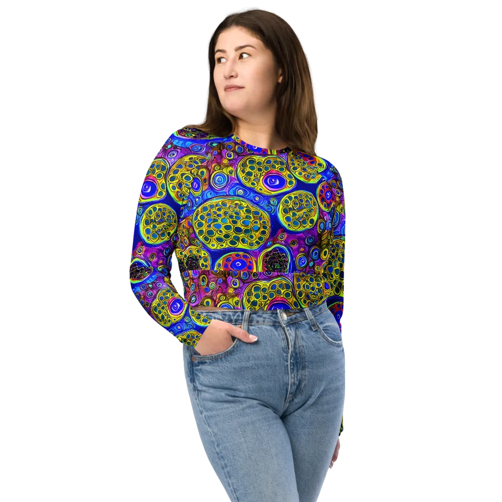 Electric Pomegranate on Long Sleeve Crop Top — Front