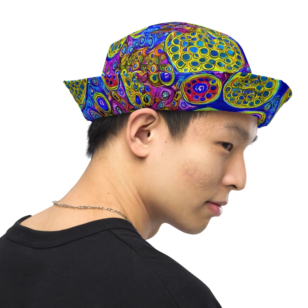 Electric Pomegranate on Reversible Bucket Hat — Right Outside