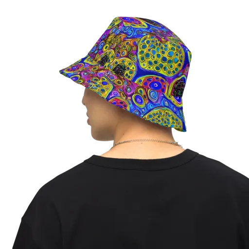 Electric Pomegranate on a Reversible Bucket Hat