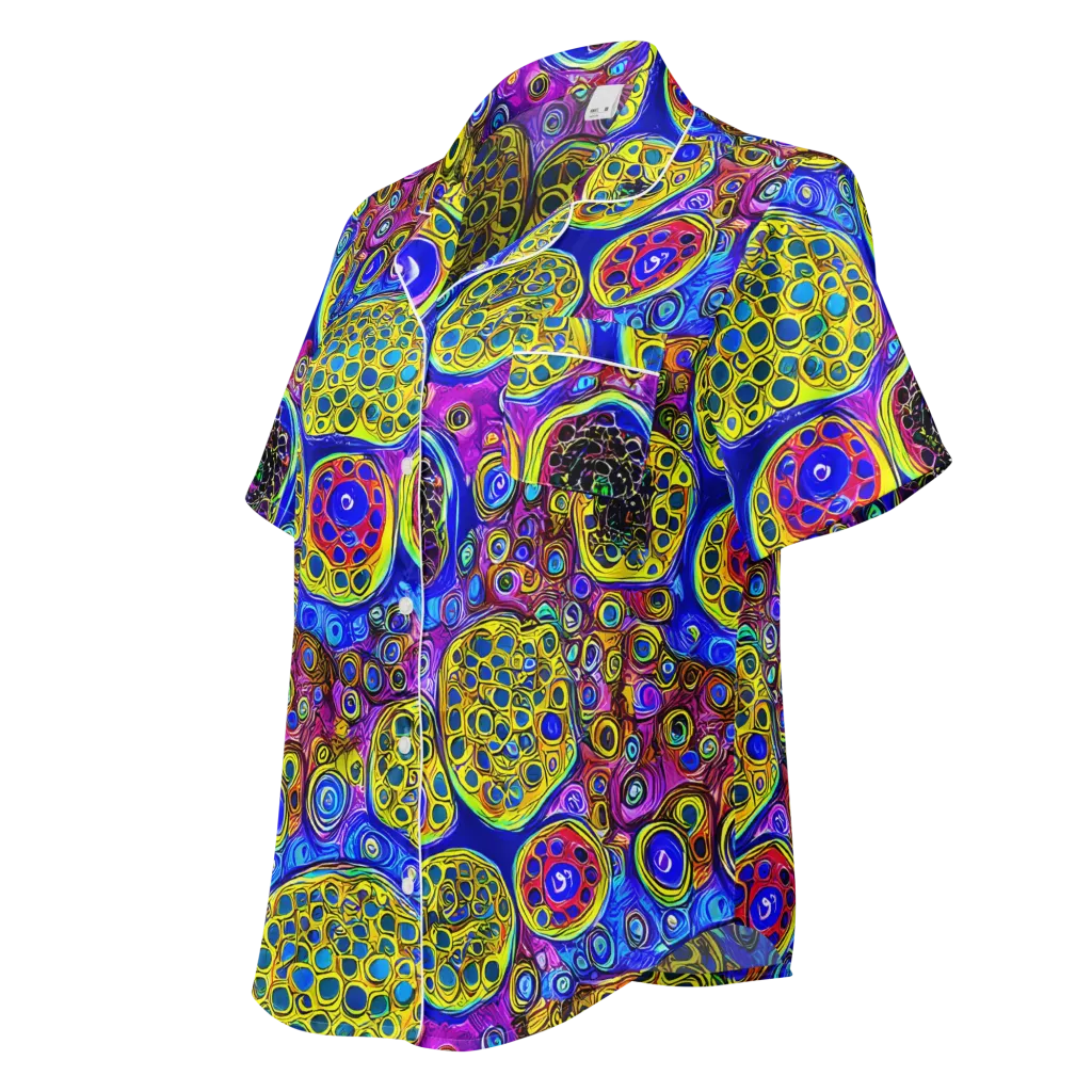 Electric Pomegranate on Women's Short Sleeve Pajama Top — Left Front