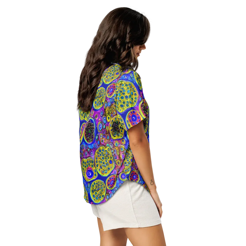 Electric Pomegranate on Women's Short Sleeve Pajama Top — Right Back