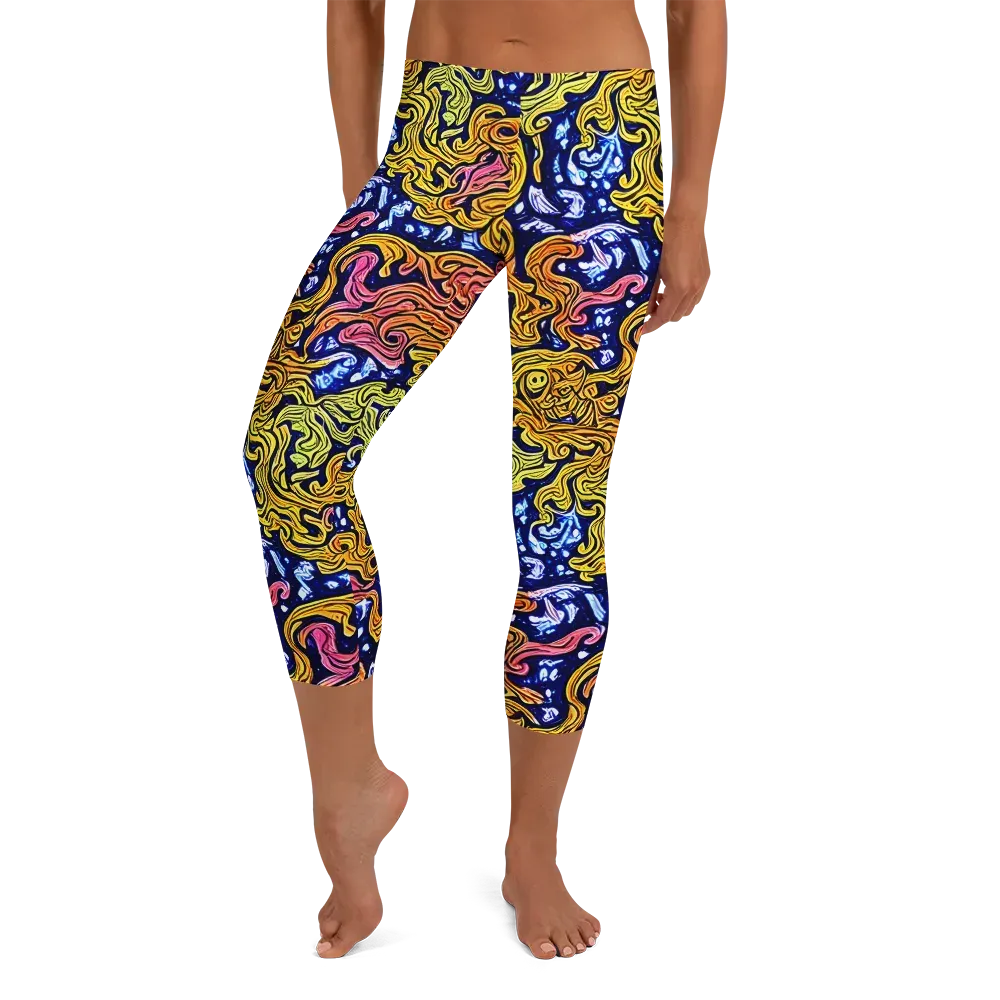 Golden Whorl on Capri Leggings — Front