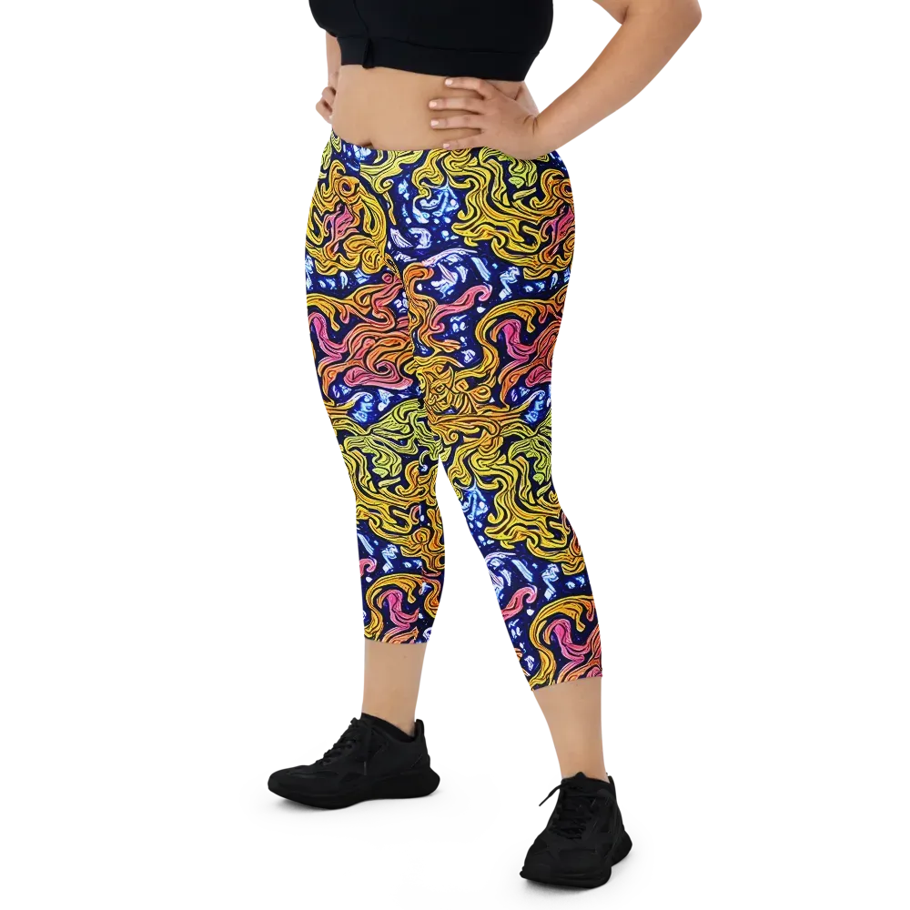 Golden Whorl on Capri Leggings — Front